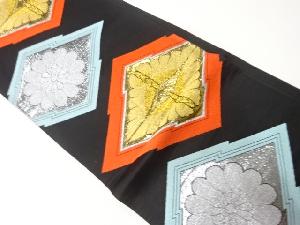 アンティーク　松皮菱に向かい鳥・花模様織出し袋帯（材料）